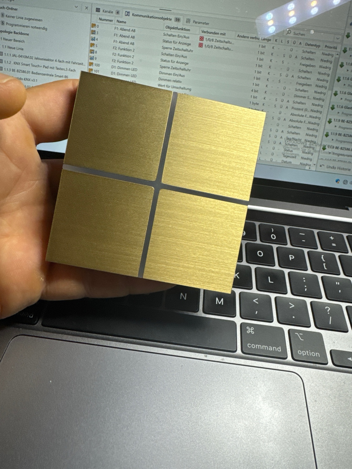Programmierung eines goldenen Basalte Tasters mit KNX